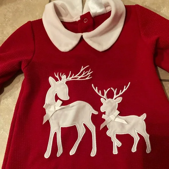 Red Dress with Reindeer Design - Picture 2 of 4